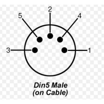 Din 5 pin Han plugg 180°