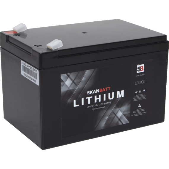 SKANBATT - Bluetooth Lithium Batteri 12V 12AH 30A BMS (B-VARE)